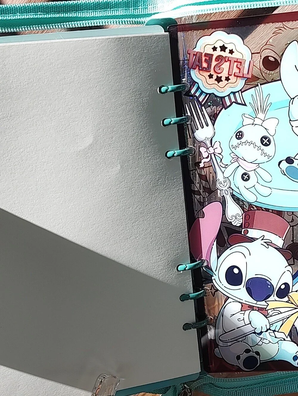 Stitch A5 Acrylic Shaker Notebook with Teal And Chocolate Accents